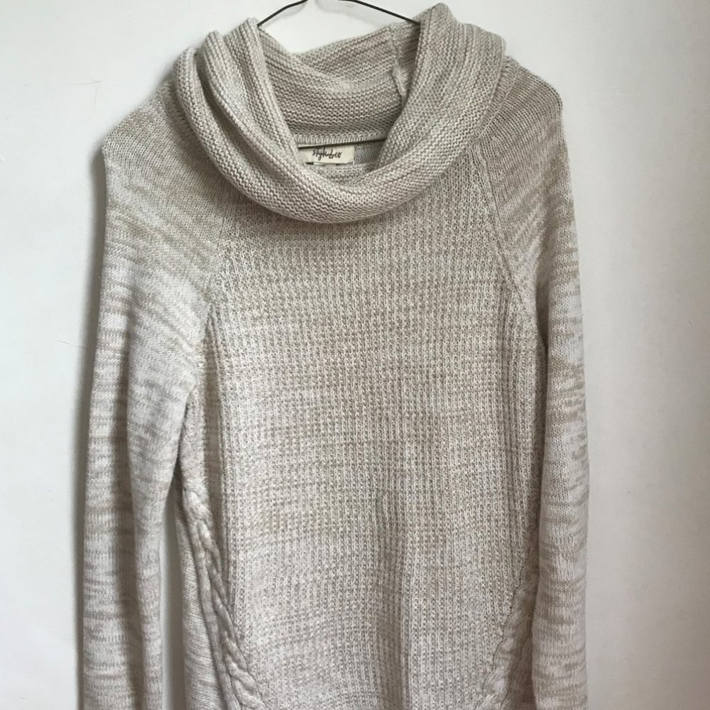 Cowl Neck Tan Sweater